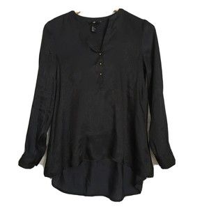 H&M Womens Blouse Top Size 6 Long Sleeve Hi Lo Shimmer Lightweight